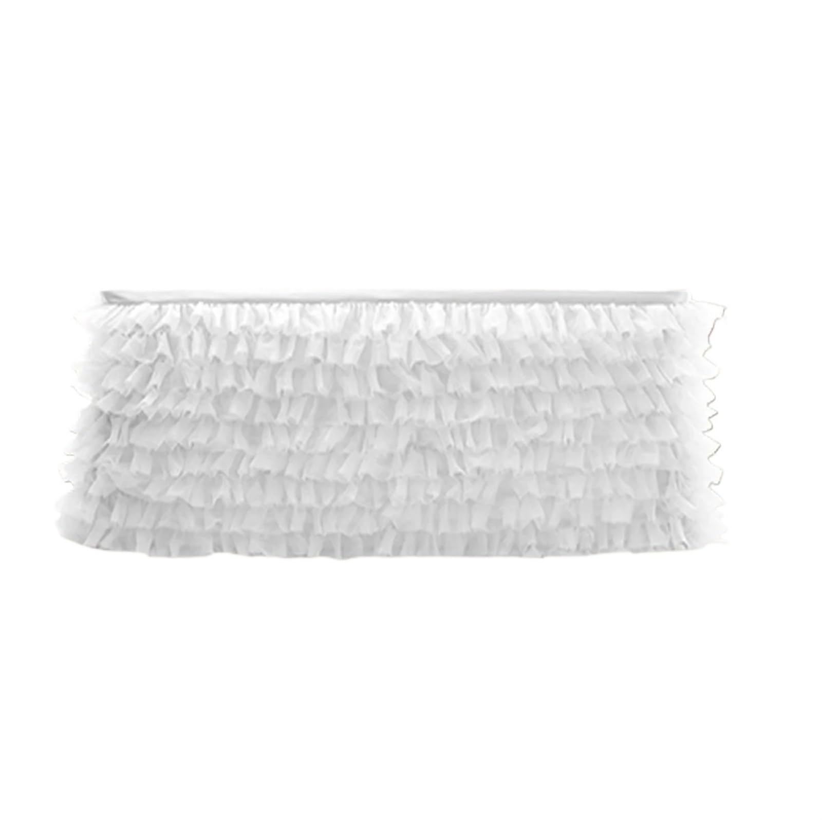 Dekoracja spódnicy stołu, Spódnice na stół imprezowy prostokątny/okrągły 6FT/9FT wielokolorowe(White,9FT 77X275CM)