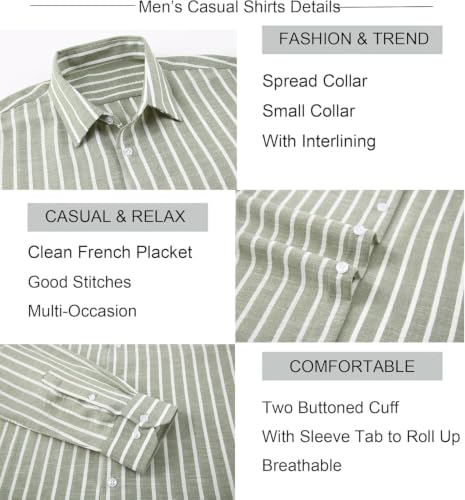 Image of Zombom Men's Regular Fit Vertical Striped Casual Shirt | Full Sleeve Cotton Blend Shirt for Men | Slim Fit Stylish Party