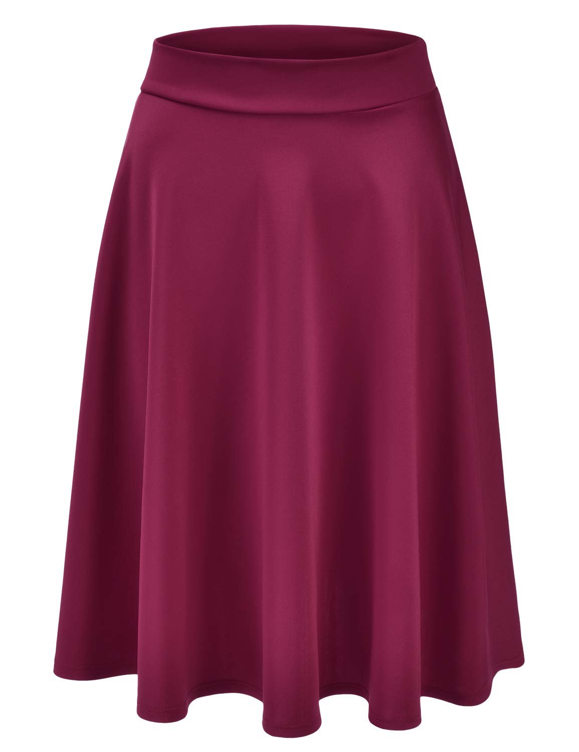 EIMIN Women's Basic Versatile Stretchy Flared Casual Midi Skater Skirt (S-3XL)