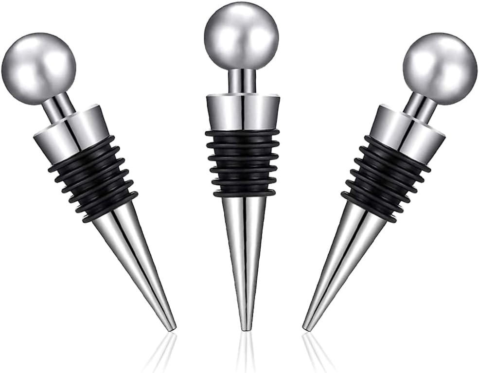 HASTHIP® Wine Stoppers, 3 Pieces Bottle Stopper for Wine Collection Red Wine Champagne Beer Saver Sealer