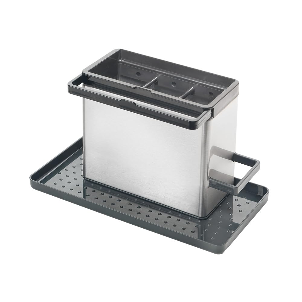 Metaltex TidyTex Stainless Steel Sink Organiser, 24 x 13 x 14 cm, Silver