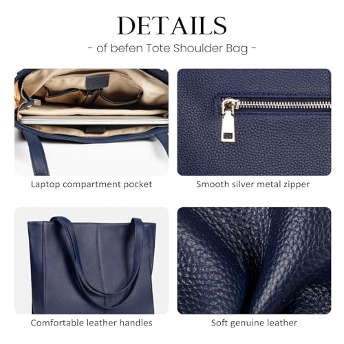 Image of befen Genuine Leather Tote Bag for Women Work Travel Leather Purse Handbags
