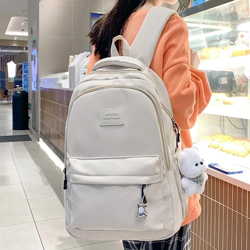 New Female Fashion Lady High Capacity Waterproof Backpack Trendy Women Laptop Bags Travel Book Bag Cool (white)2