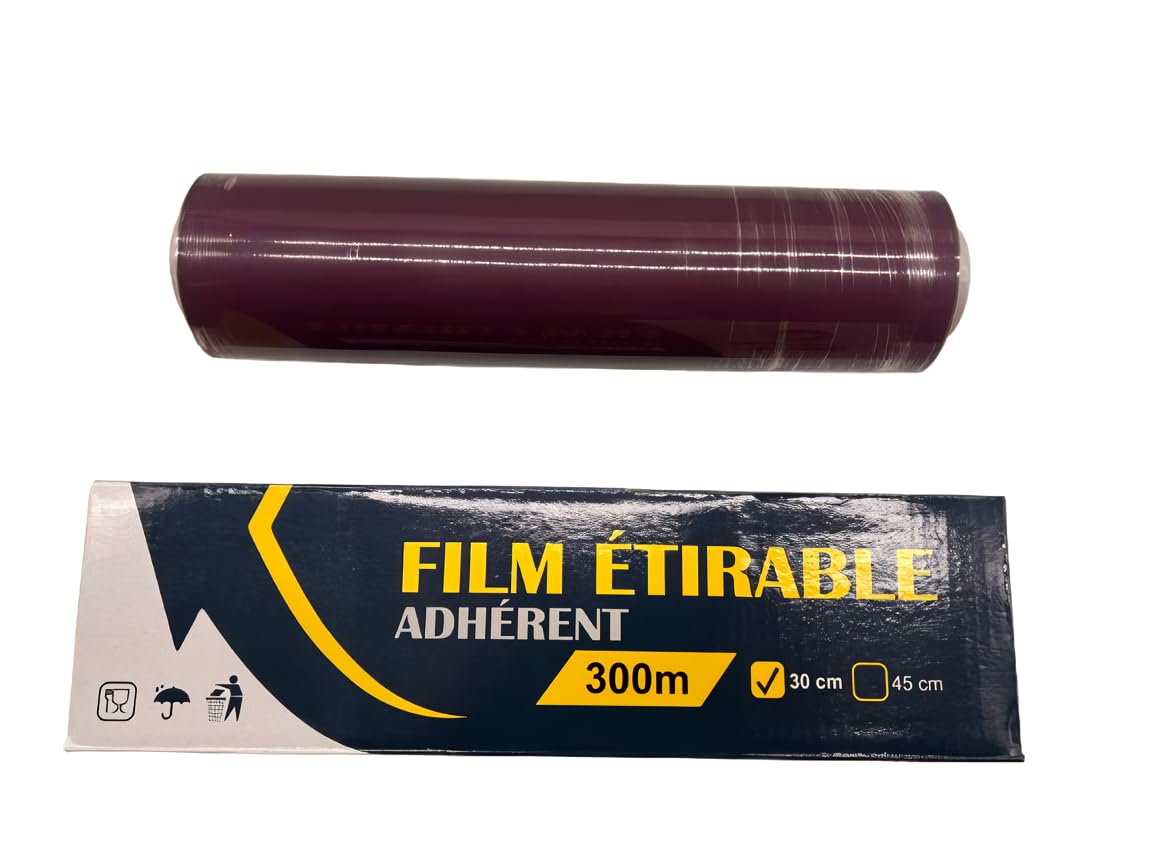Film Alimentaire Etirable Professionnel 30 cm x 300 m – PVC Transparent Facile à Utiliser, Idéal Pour Conservation des Aliments