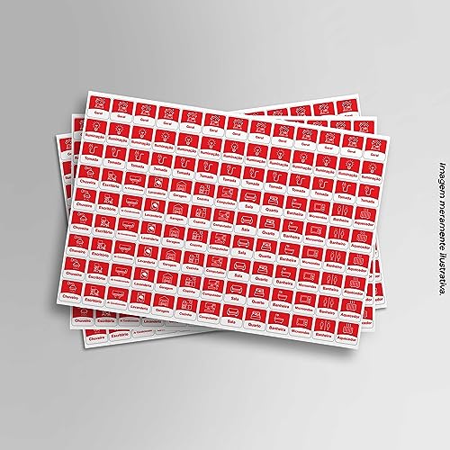 Cartela de Etiquetas Identificação Disjuntor 21 x 29,7 cm (Vermelho)