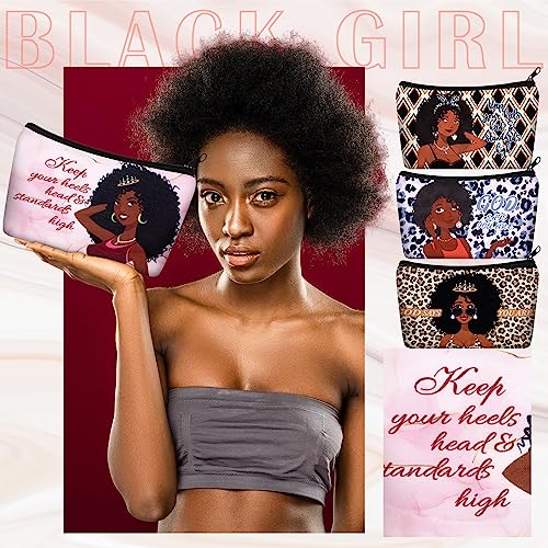 Talltalk 24 Pcs Black African Women Makeup Bag Toiletry Bag Canvas Makeup Bags Zipper Cosmetic Pouch Reusable Multi Purpose Organizer for Women Inspirational Gifts - Image 3