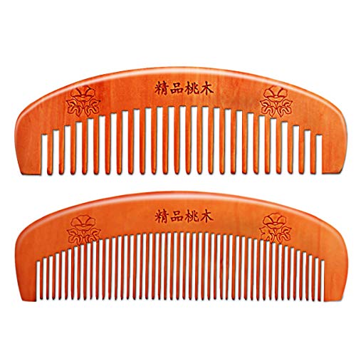 Uniyou Natural Wooden Hair Comb Anti-static No Snag Handmade Hair Brush for Beard Mustache Hair No Tangle Wide and Fine Tooth Hair Comb(No Handle)