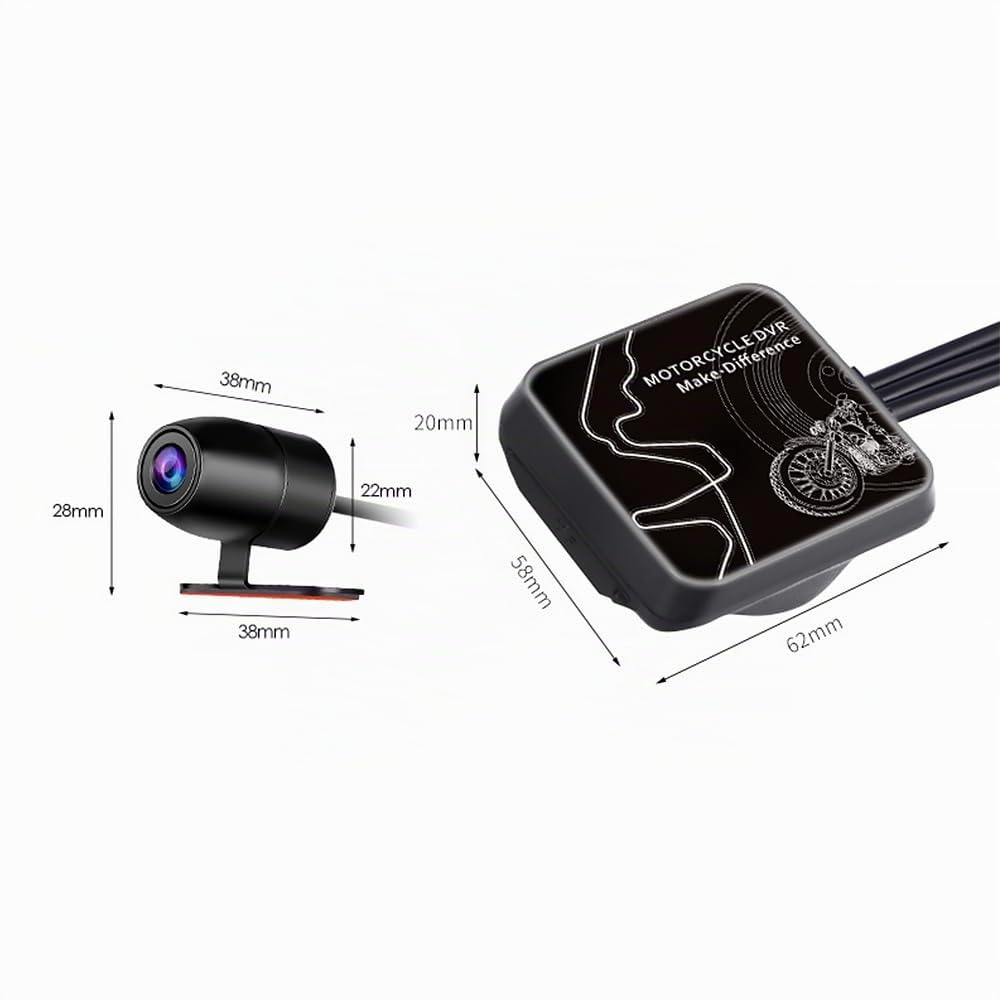 VSYSTO Dash CAM para Moto, Dashcam Cámara de Motocicleta Delantera y Trasera HD 1080P, 130° Gran Angular Cámara Deportiva a Prueba de Agua con WiFi, WDR, Sensor G, Visión Nocturna