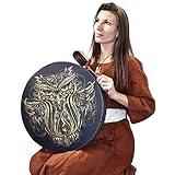 tambor chamanico lakota 蓝【Fácil de tocar】 Cada tambor está equipado con un martillo de madera, que es fácil de golpear y también se puede tocar directamente a mano. Los bordes de la cinta evitan que se arañen las manos y los pasadores de cinta evitan daños.