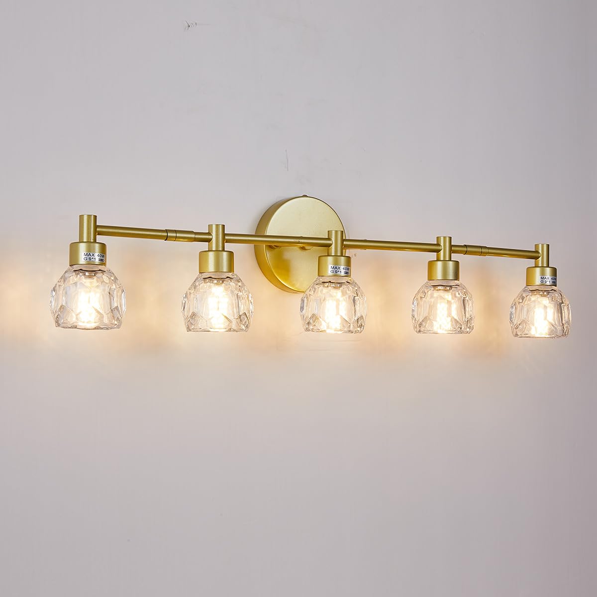 crystal vanity light for bathroom,5-light gold metal wall sconce light