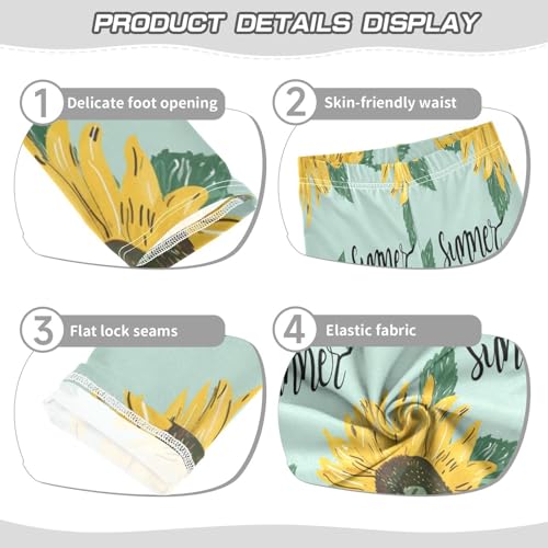 Bolaz Toddler Girls Leggings Printed Yoga Pants Leggings Summer Sunflower for Kids3