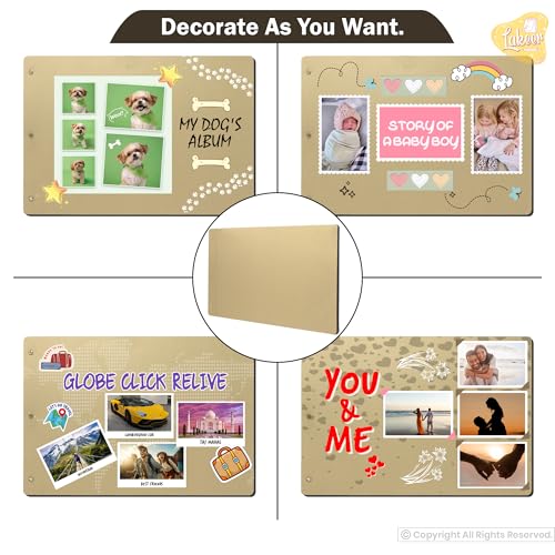 Image of Lakeer 14.5 x 10 Inch DIY Scrapbook-Photo Album | 15 Sheets + 3 Sheets Free (36 Pages)-300 GSM Thick | For Photo Album, DIY Craft, Scrapbooking Activity, Sketching (Coffee Brown)