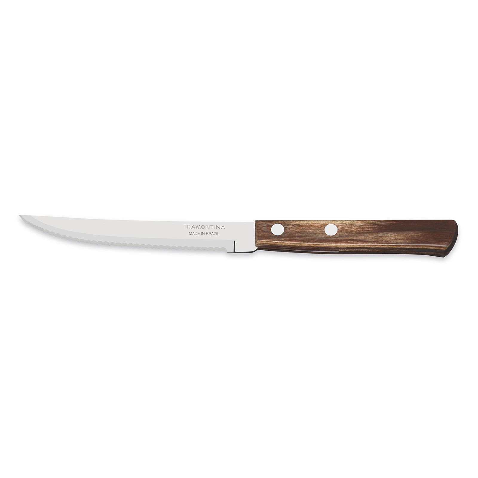 Tramontina Polywood 5 Inches Steak Knife with Stainless Steel Blade Micro Serrated Edge and Brown Dishwasher Safe Treated Handle