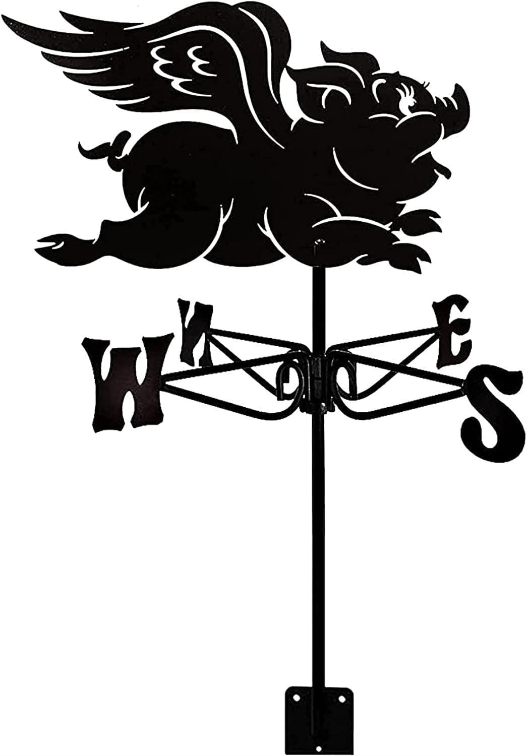 Klonwg 42 Weather Vane Stainless Steel Weathervane Figurine, Practical Wind Direction Indicator Weathercock Measuring Tools