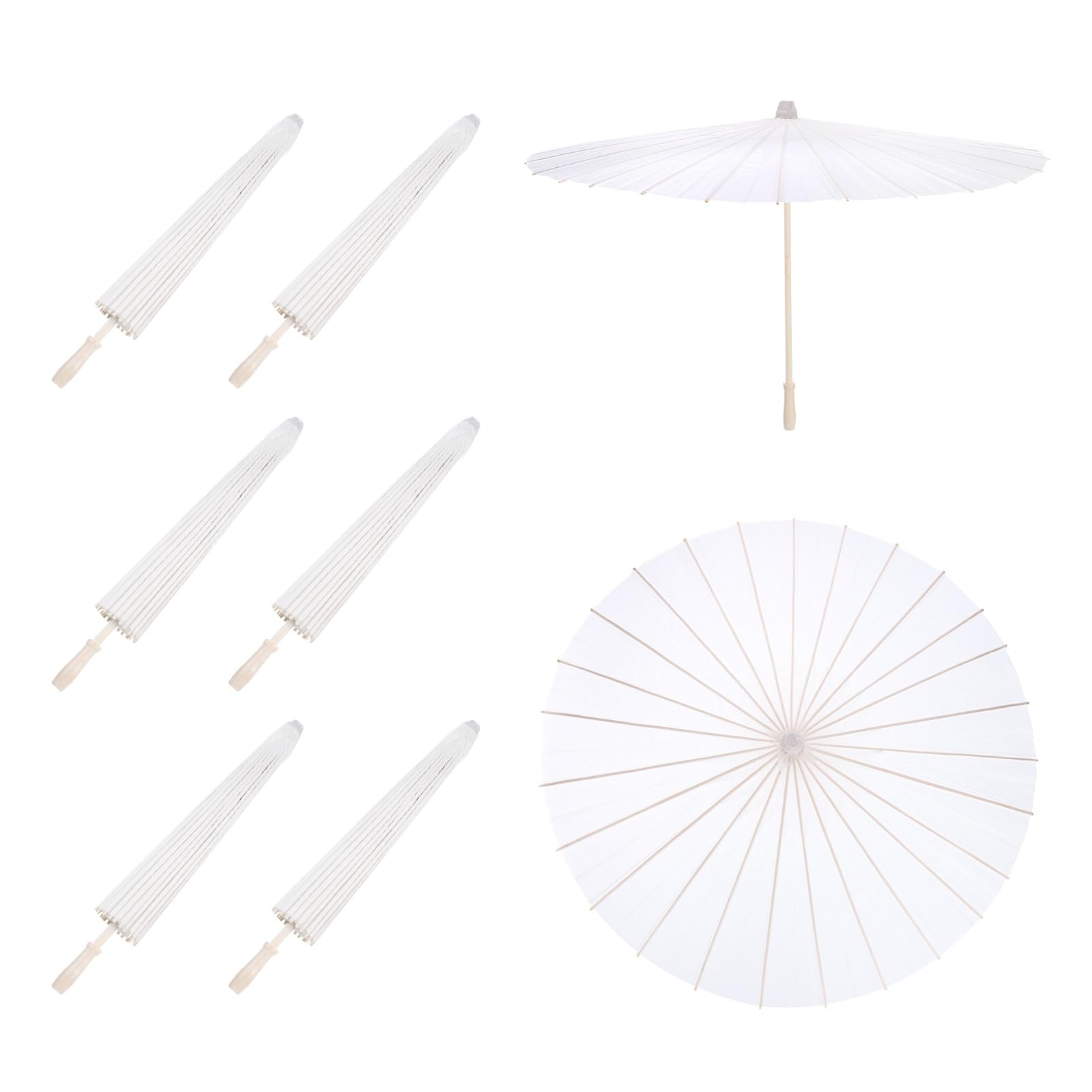 QUARKZMAN 6 Parapluies en Papier, 33" Parapluie en Papier DIY Parapluies Peints À l'huile pour Accessoires De Photographie Décoration De Mariage Fête Artisanale, Blanc