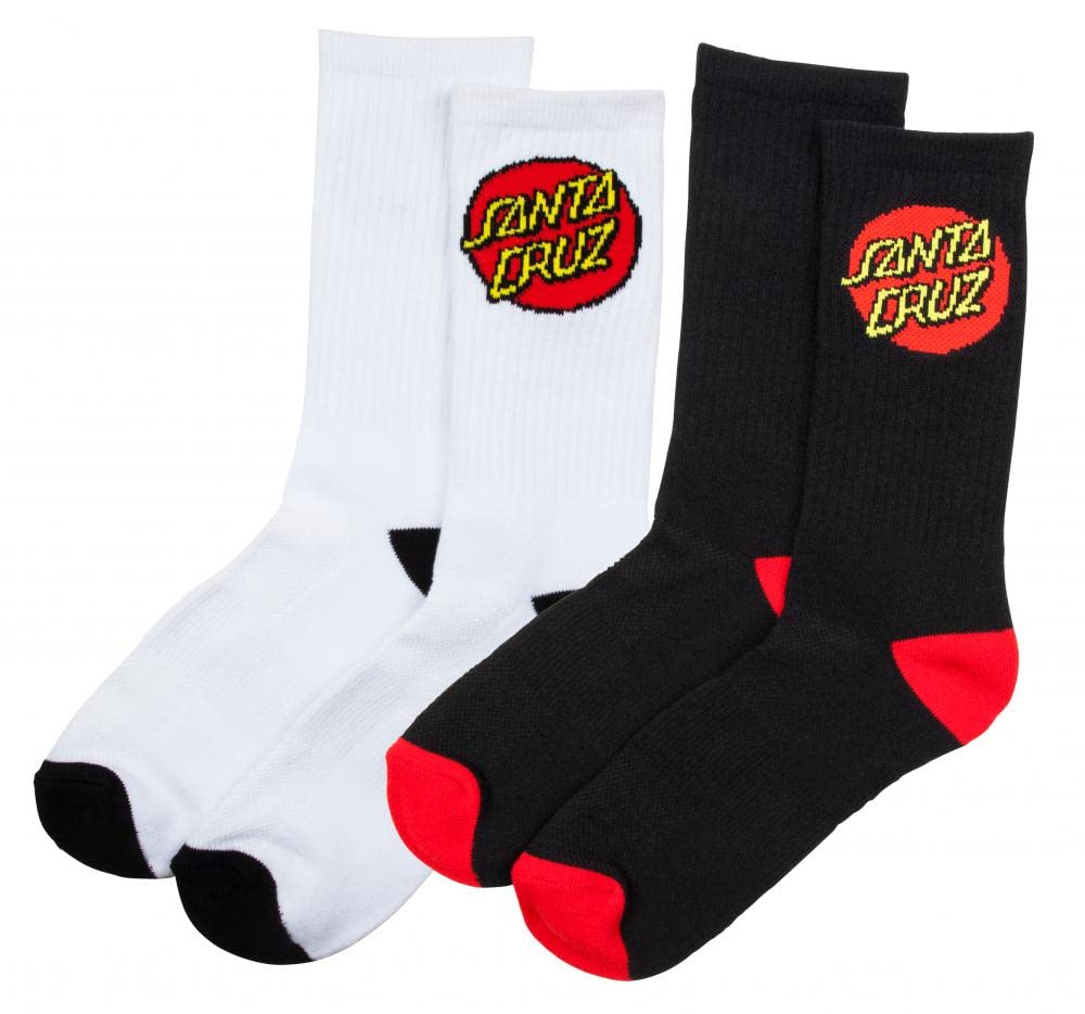 Santa Cruz Men's Assorted Classic Dot Pack Of 2 Socks, One Size Plus