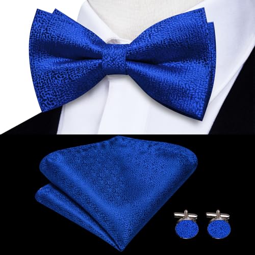 Image of Dubulle Suspender and Bow Tie for Men Paisley Solid Mens Suit Braces Pretied Bowtie and Handkerchief Cufflinks Formal Wedding