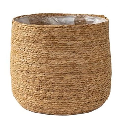 AIDIRui Maceta de algas marinas – Maceta trenzada – Cesta decorativa con lámina de plástico estilo bohemio L de alta calidad