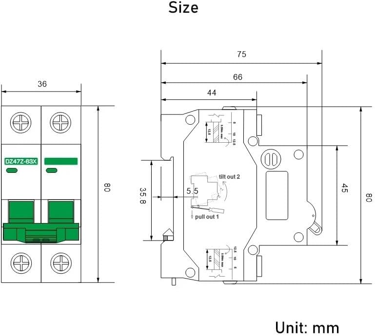 DC Circuit Breaker MCB 250V 500V 1000V 16A 32A 40A 63A100A 125A 1/2/3/4 Poles Photovoltaic Switch Solar Panel Protector(2P DC1000V,40A)