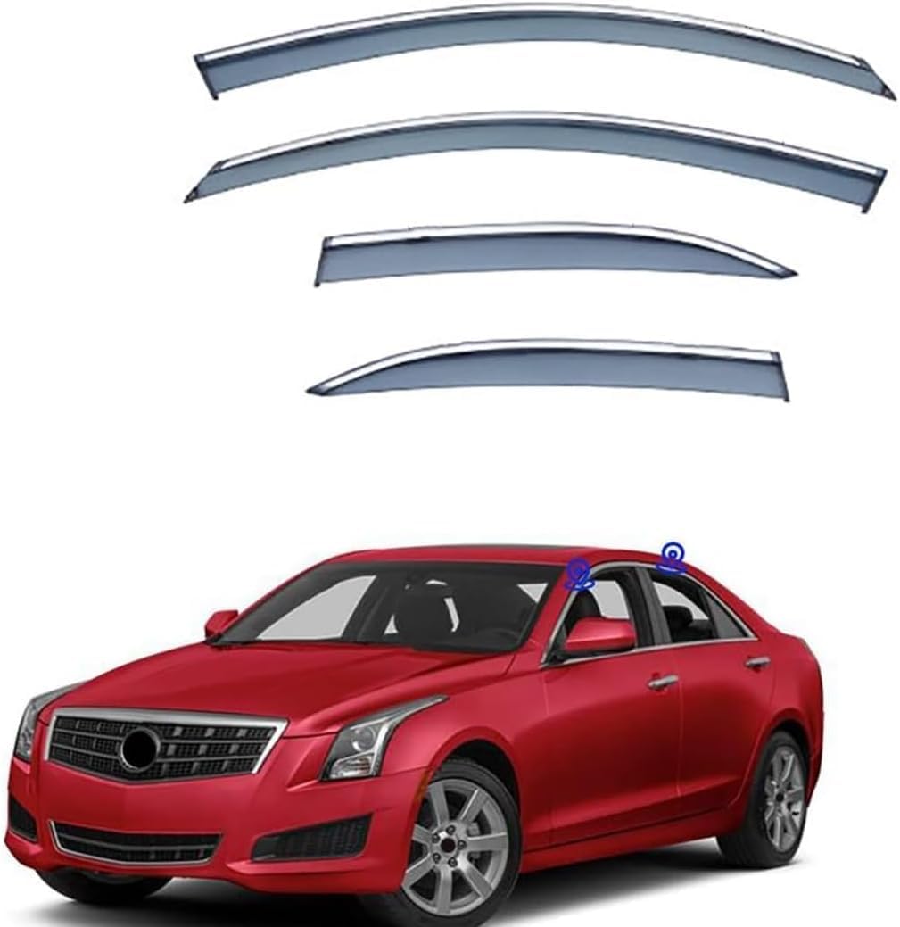 FengXH 4Pcs Smoke Tint Car Window Deflectors for Cadillac ATS 2012-2019