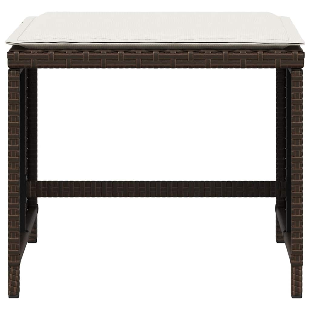 Fengshui Taboret rattanowy PE zestaw 4 szt. brązowy 41 x 41 x 36 cm