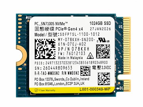 Image of 1TB M.2 NVMe SSD 7100S (OEM) Compatible with SANDISK [Key Specs: M-Key | Form Factor 2230 | PCIe Gen 4 x 4 | Read & Write Speed Up to 7250MB /s & 6900MB /s | 3D QLC NAND] | 1 Year Seller Warranty