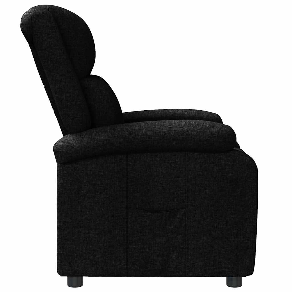 Poltrona relax regolabile per TV, imbottita, in tessuto nero