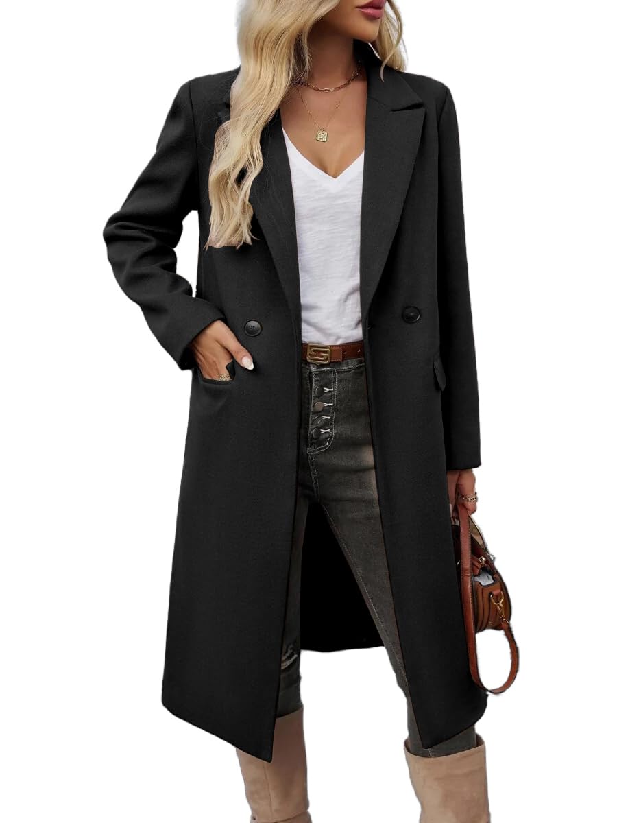 IDEALSANXUN Womens Long Wool Coats Fall Winter Trench Coat Peacoat Dress Jackets