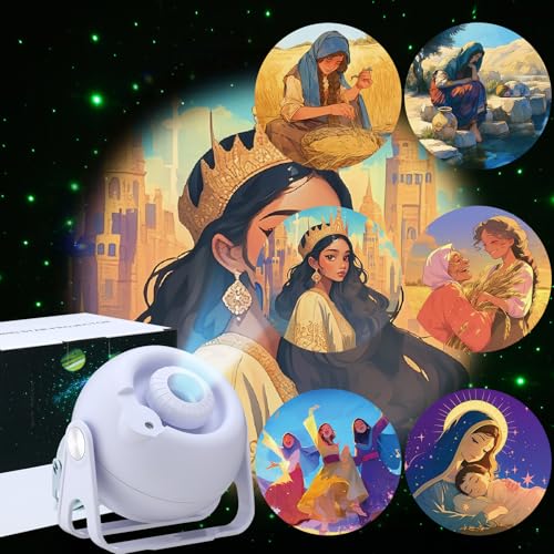 Image of Aurelema Bible Verses Projector Galaxy Projector Includes 6 Interchangeable Christian Discs Night Light Set Project Religious on Walls or Ceilings for Christian