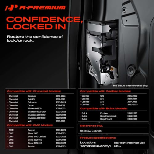 Image of A-Premium Rear Right Passenger Side Door Lock Actuator Compatible with Chevrolet Chevy Silverado 1500 2500 3500 Colorado Cruze & GMC Sierra Terrain & Cadillac CT6 XT4 XT6 & Buick Enclave Regal TourX