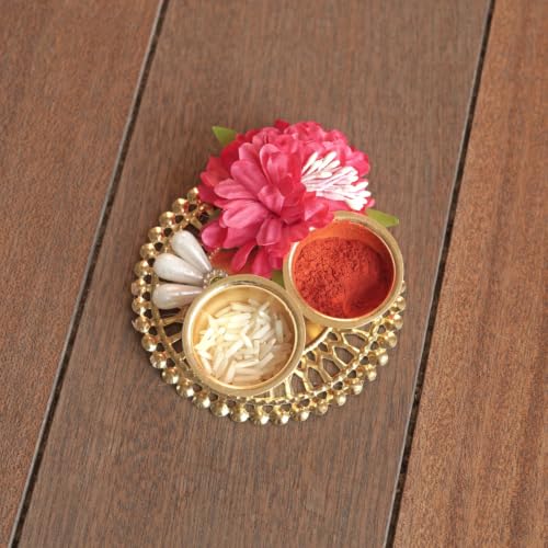 Image of VELVET FINE CHOCOLATES Gift Hamper for Brother & Sister with 6 Assorted Chocolates, Piri Piri Trail Mix 50g, Kundan Rakhi with Card & Kumkum Thali | Raksha Bandhan Gift Box | Handpicked Gift