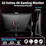 abytespark - Ultra Wide UHD 4K (3840 x 2160) 32" Gaming Monitor, Ultra Clear IPS 60Hz Display, 1ms (MPRT), 100% sRGB, Built-in Speaker, FreeSync, 2 x DP 1.4 and 2 x HDMI 2.0 - Image 6