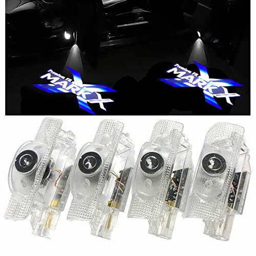 Minile マークX車用ドアランプ カーテシランプ ロゴ 4個セット 工具付 ドアウェルカムライト カーテシライト LEDロゴ投影 120系 130系トヨタシリーズ カーテシ 交換タイプパーツ for Mark X Blue