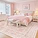 zesthome 8x10 Area Rugs for Girls Bedroom, Non-Slip Backing Washable Rugs, Vintage Large Pink Rug, Stain Resistant Nursery Room Rug (Pink/Blue,8'x10')