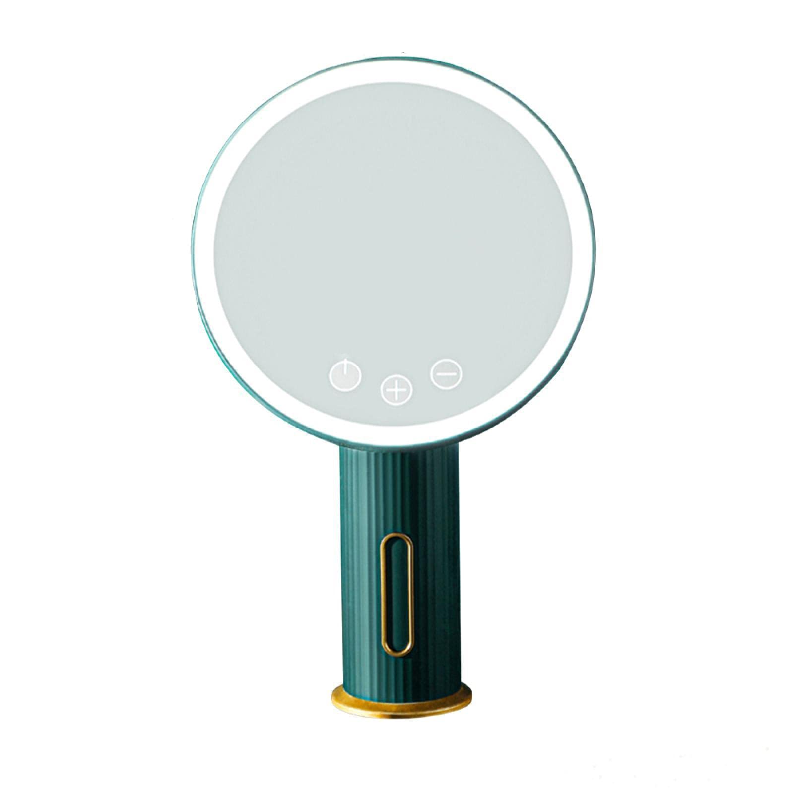 Zielone lusterko do makijażu LED – wolnostojące lusterko kosmetyczne 31,5 x 19 cm, okrągłe obrotowe lusterko kosmetyczne do makijażu i akcesoriów kosmetycznych.