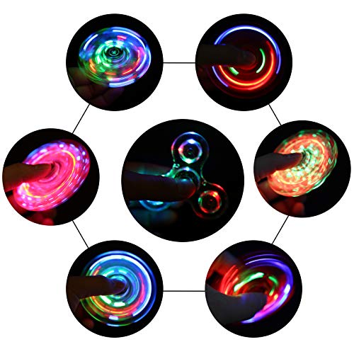 SCIONE Fidget Spinner,Leuchtende Fidget Toys für Kinder LED Kristall Fidget Finger Toy Hand Fidget Spinner Spielzeug(Weiß)