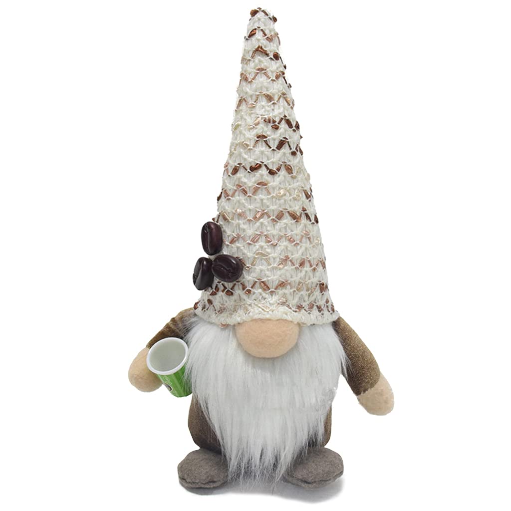 NEWFT Plush Gnomes Coffee Swedish Tomte Dolls Scandinavian Figurines Nordic Tiered Tray Table Decor for Household