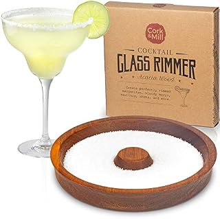 Cork & Mill Margarita Salt Rimmer, Acacia Wood Glass Rimmer, Sugar and Salt