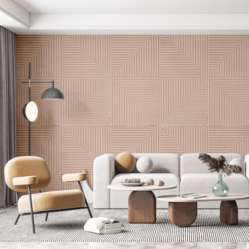 Art3d 6-Pack Self-Adhesive Acoustic Wall Panels for Home Décor, 24 x 24 Inch Soundproofing Panels for Office Studio Bedroom - High Noise Absorption Polyester Fiber, Camel