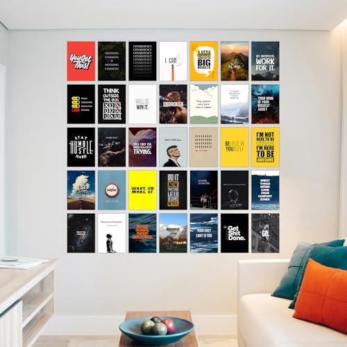 Image of Wallgasm Paper Motivational Posters Set - 54 Pieces, 4 X 6 Inches | Hustle and Trading Designs for Room, Livingroom, Gym, Office
