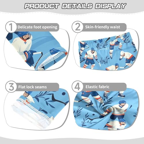 Hockey Player Leaf Blue Girls Leggings Kids Yoga Pants Dance Active Tights 4T3