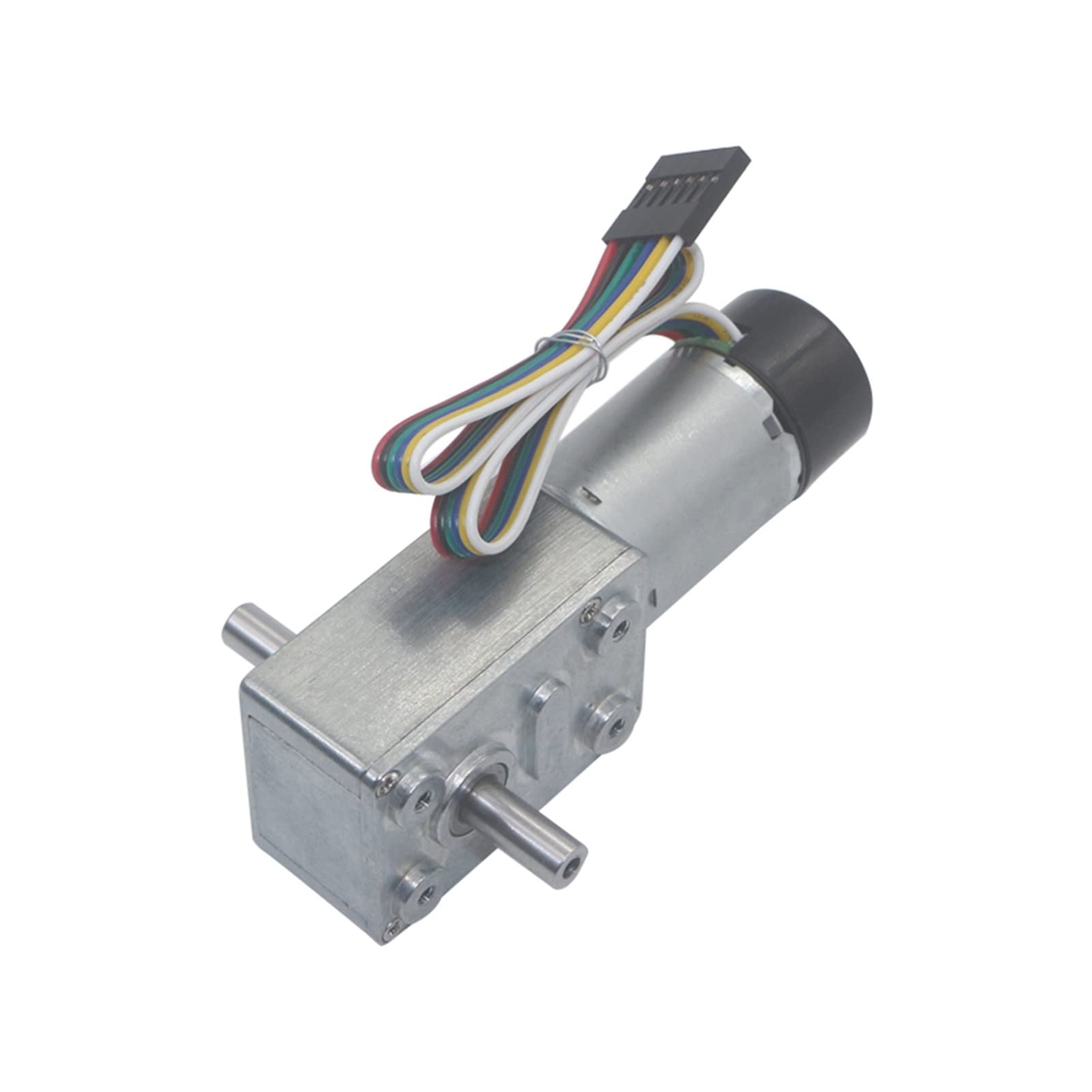 FCARUMIQP DC Motor D C6V-24V Slow Speed High Torque Turbo Worm Gear with Encoder Two-Phase Code Signal Dual Shafts Geared Motors : 23 RPM, Voltage 6V(Onecolor,23 RPM)