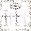 SUNNYCLUE 1 Box 50Pcs Rosary Cross Charms Easter Crucifix Pendants Tibetan Style Rosaries Bulk Vinatge Antique Silver Cross Charms for Jewelry Making Supplies DIY Necklace Bracelet Earrings Craft #1