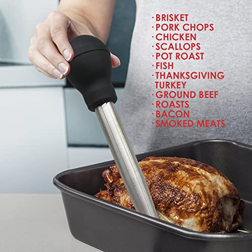 Foto von Best Utensils Bratenspritze aus Edelstahl, professionelle Qualität, FDA, Gummi-Ballon, inkl. Marinade-Injektorspritze und Bürste für einfaches Reinigen