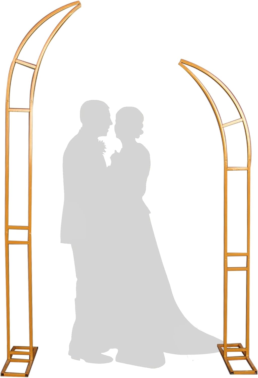 Curved Metal Wedding Arch Stand, Garden Arch Flower Stand Outdoor Indoor Use for Wedding Ceremony Birthday Anniversary Floral Stand Background Decoration 8.2FT and 6.9FT (Gold)