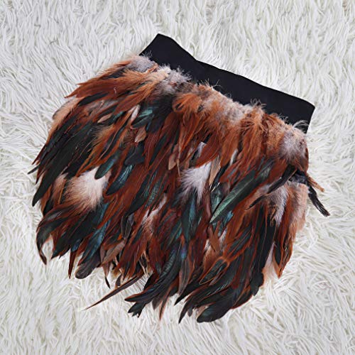 Women's Feathers Shaped Belt Mid-Rise Mini A-line Skirt Lingerie Goth Punk Halloween Club Party Prom Skirt A2