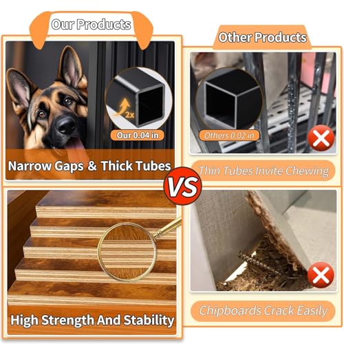 Heavy Duty Dog Crate Furniture, Dog Kennel Indoor, End Side Table Wooden Dog Crate for Small Dog, Anti-Chew Anti-Escape with Bed Crate Pad - Image 5