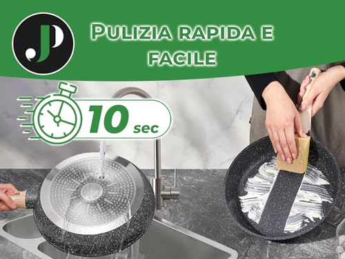 JUST PERFECTO Batteria Pentole e Padelle a Induzione, Set Padelle Antiaderenti Per tutti i piani cottura, Batteria di pentole antiaderente 24/28cm con Coperchi, set pentole induzione senza pfoa e ptfe - immagine 6