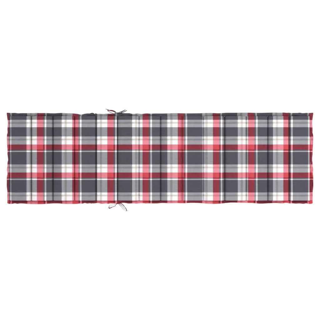 Zewnętrzna nakładka na leżak, czerwony, wzór karo, 200 x 60 x 3 cm, tkanina Oxford do ogrodu i na taras, z antypoślizgową konstrukcją i miękką wyściółką