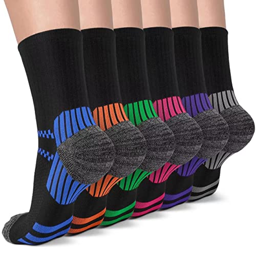 Image of Sooverki Copper Compression Socks Women and Men 6 Pairs - Circulation Arch Support Plantar Fasciitis Running Ankle Socks